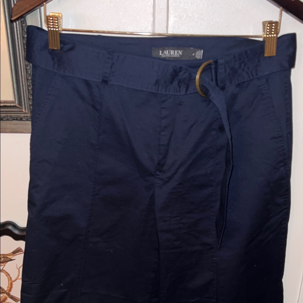 Lauren Ralph Lauren Navy Women's Capris. Never worn. Belt included.